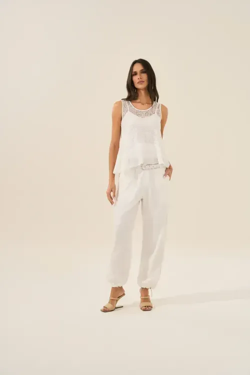 Blusa Renda E Babado - Off White