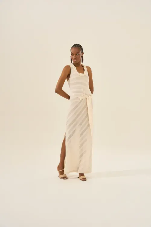 Vestido Listra Diagonal - Natural