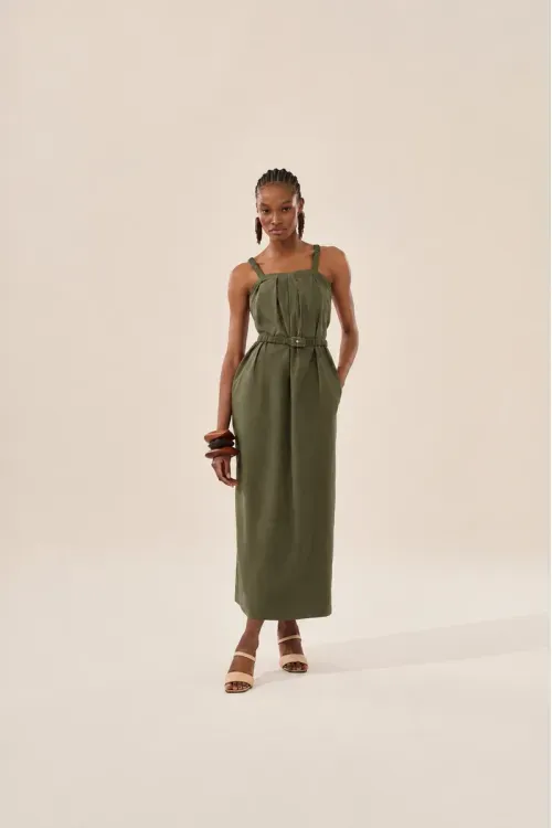 Vestido Cinto Color - Olive