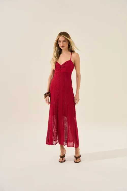 Vestido Tricot Tramas - Vermelho