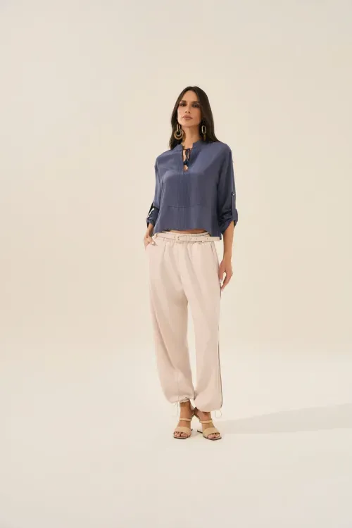 Blusa 100% Seda - Indigo