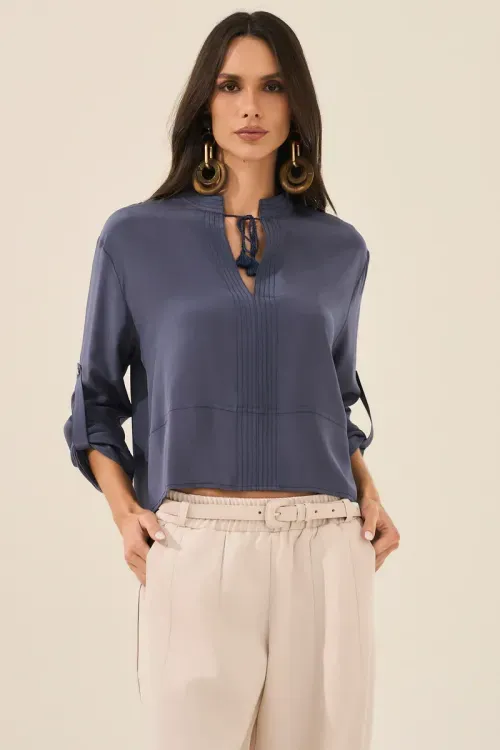 Blusa 100% Seda - Indigo