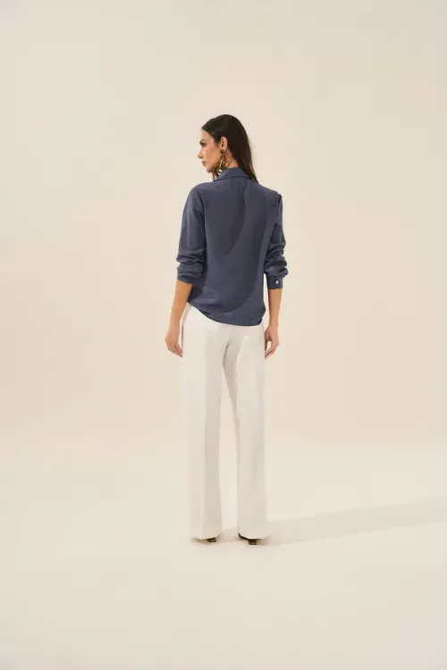 Camisa Seda 100% - Indigo
