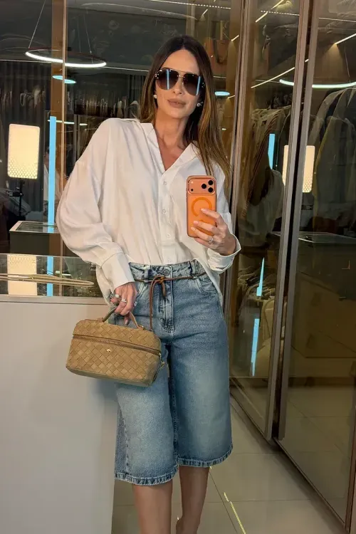 Bermuda Cinto Couro -  Jeans
