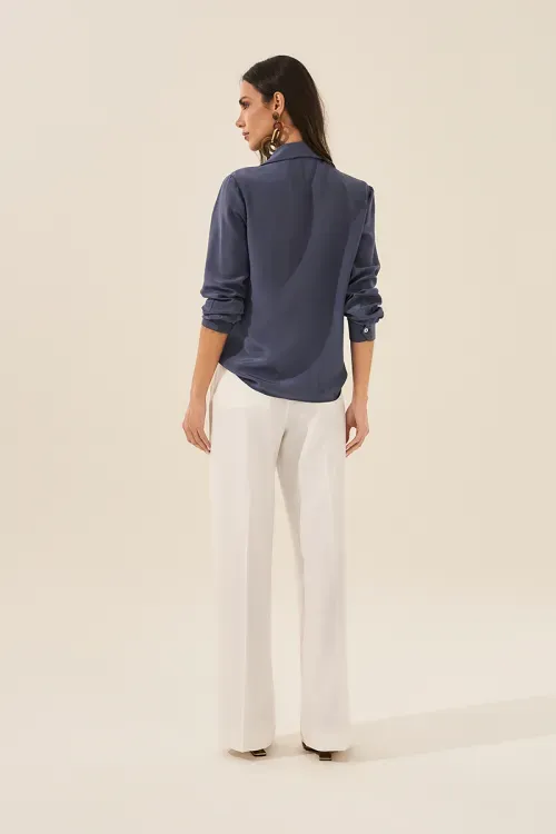 Calça Alfaiataria Pregas - Off White