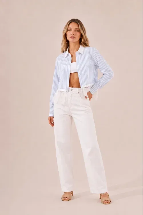 Camisa Listra e Renda - Única