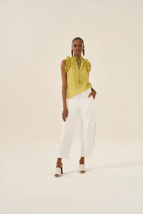 Blusa Plisse Babado - Citron