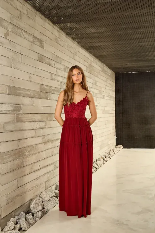 Vestido Bordado Richelieu – Carmim