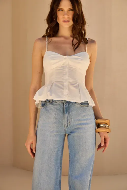 Blusa Cotton Peplum - Off White
