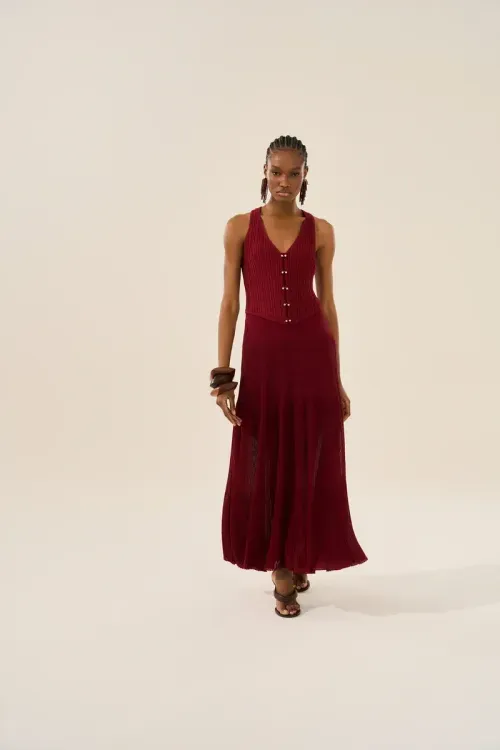 Vestido Tricot Colchetes – Carmim