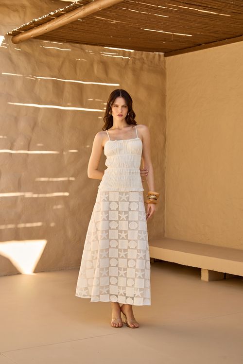 Vestido Longo Mediterrâneo - Off White