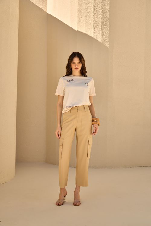 Calça Bolsos Basic Chic – Bege