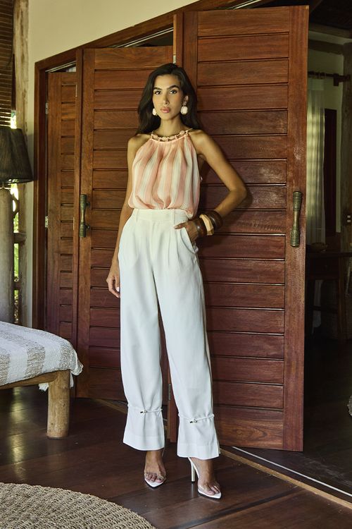 Calça Alfaiataria Amarração - Off White